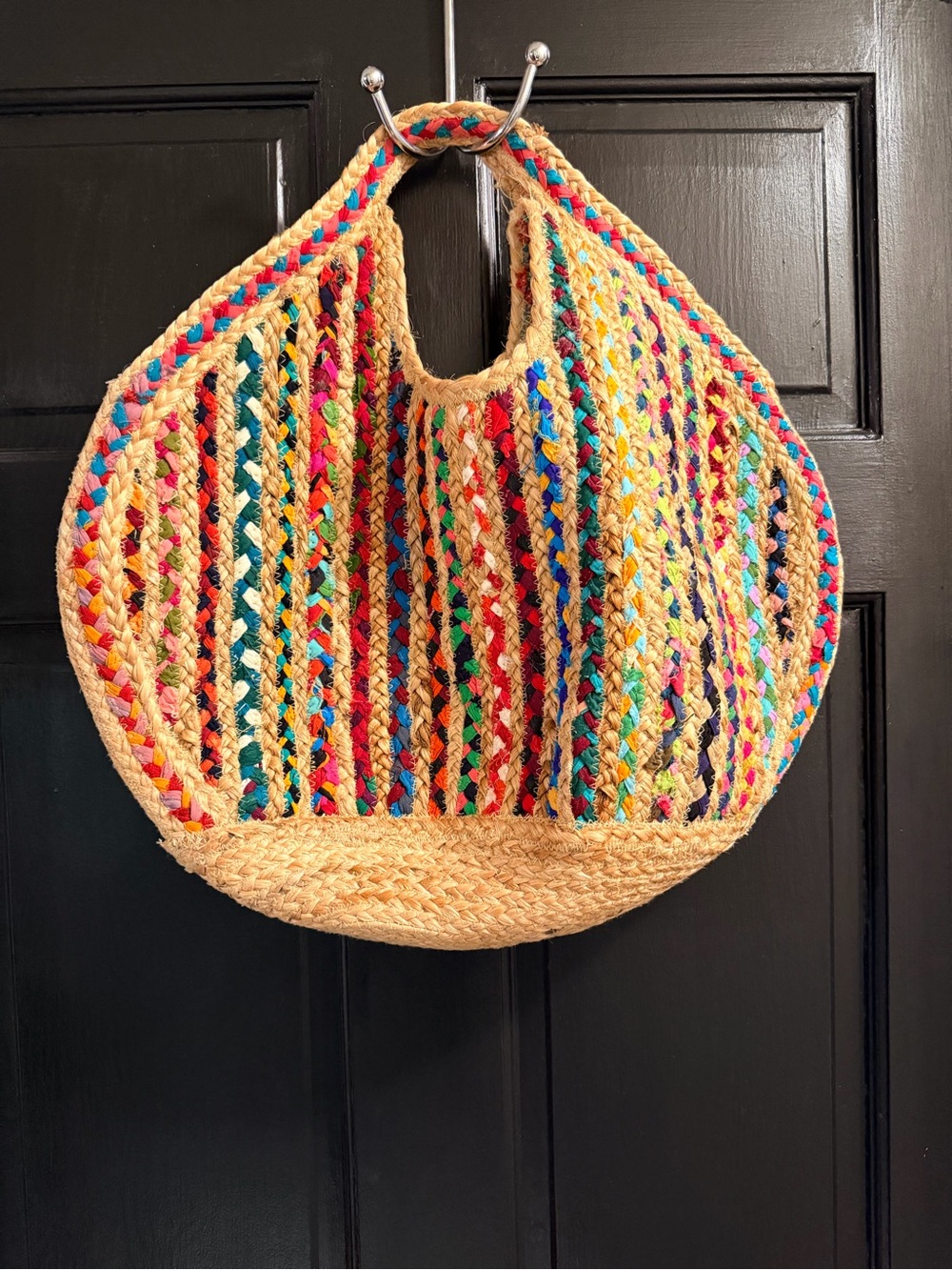 Antik Kraft Multicolor Jute Woven Tote Bag